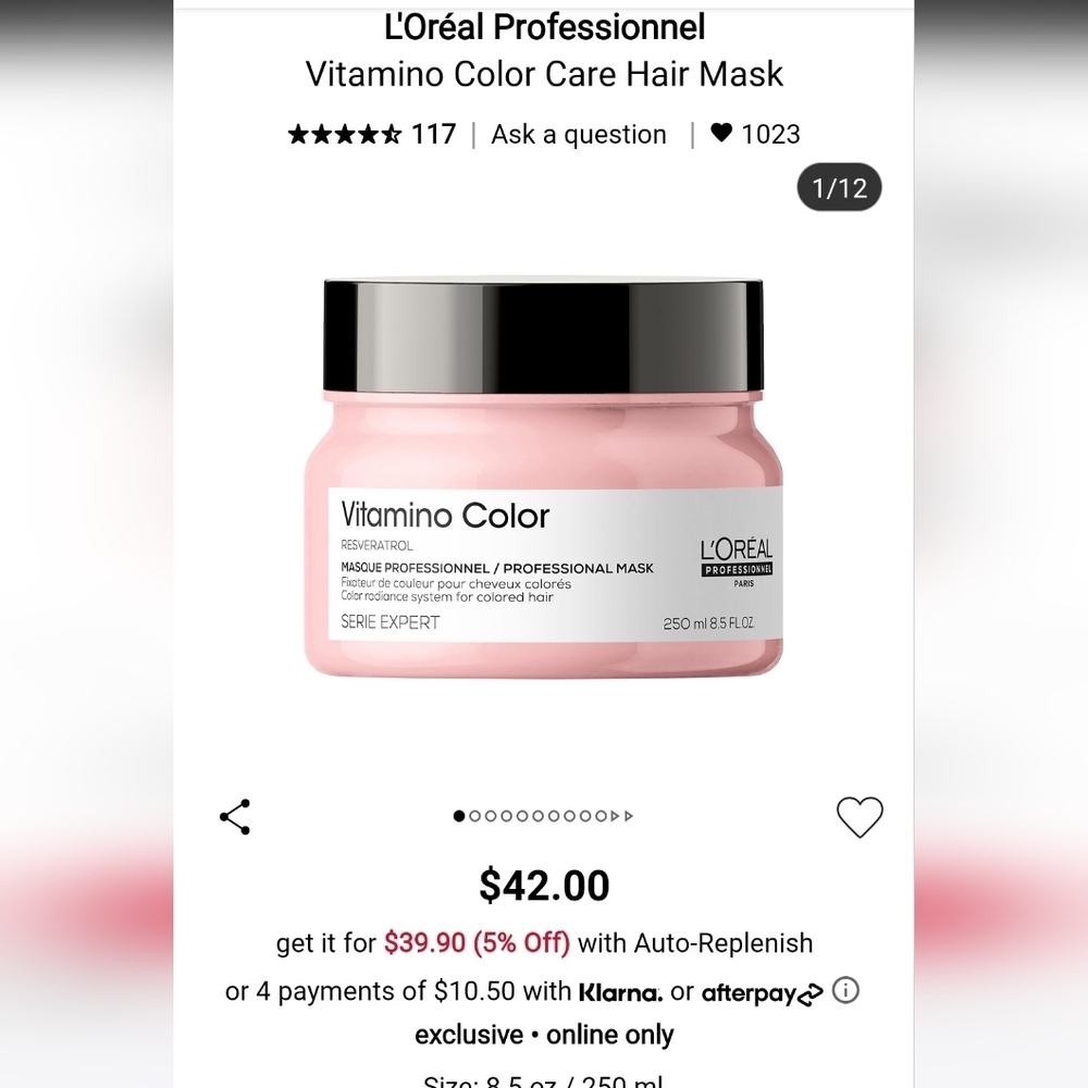 🆕️ L'OREAL PROFESSIONAL VITAMINO COLOUR CARE MASK